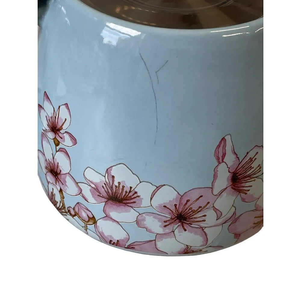 Alfred Tea Room Blue Cherry Blossom Floral Ceramic Stainless Steel‎ Teapot